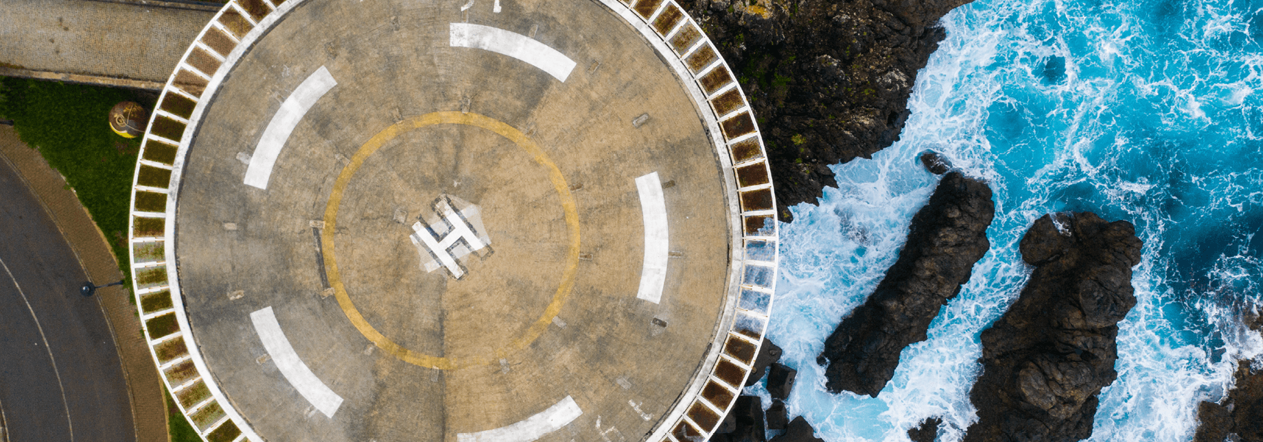 helicopter landing pad near the ocean
